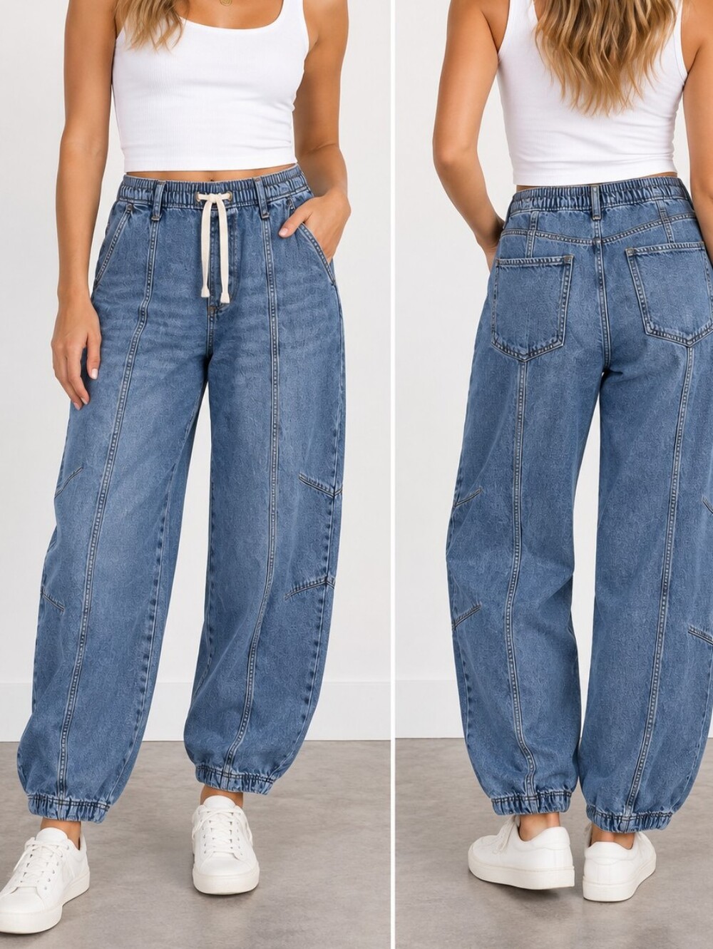 Scoop: Barrell Leg Drawstring Jeans - Size Medium